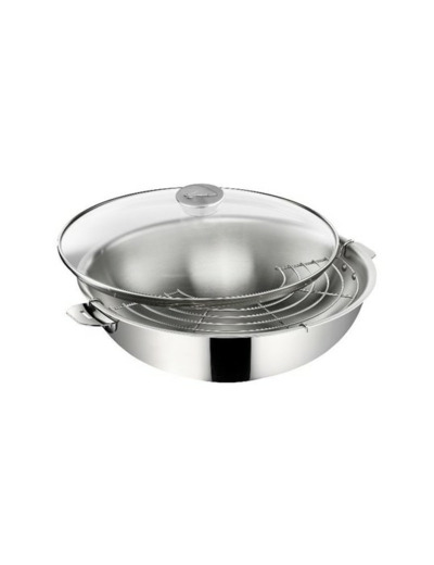 Wok inox salvaspazio avec grill et couvercle 30 cm