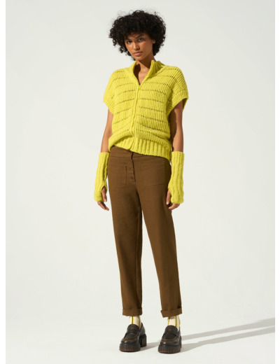 Pantalon droit kaki bronze