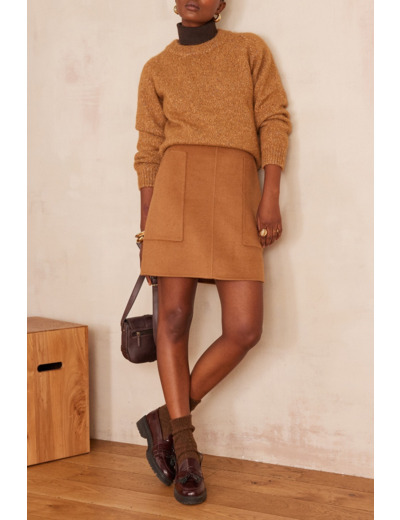 Jupe double face en laine CAMELLIA