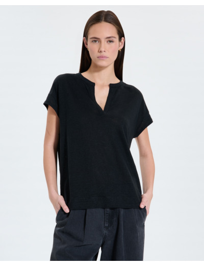 Top en lin noir