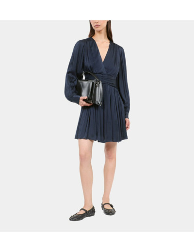 Robe Courte Tissu Crinckle Bleu Marine dark navy