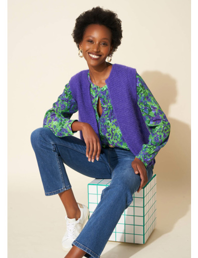 Gilet court sans manches en mohair