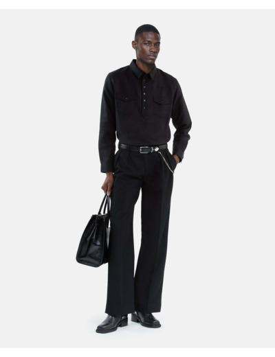 Chemise col ouvert long manche longue black