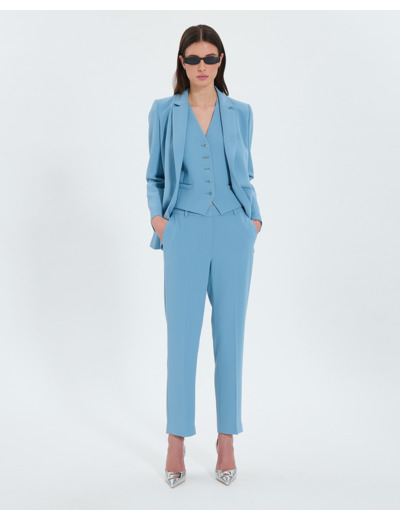 Pantalon ajusté en crêpe bleu
