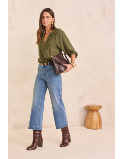 Jean large et cropped en coton mélangé MAE