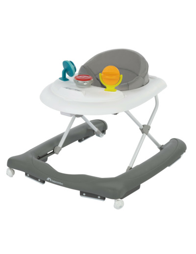 Bebeconfort Explorer Trotteur pour bébé avec plateau d'activités musical amovible, Trotteur bébé facilement pliable, De 6 à 18 mois, Jusqu'à 12 kg Mist Gray