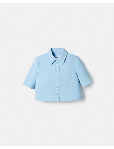 Chemise courte en crêpe bleu ciel
