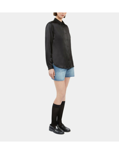 Chemise En Satin De Soie Manches Longues black