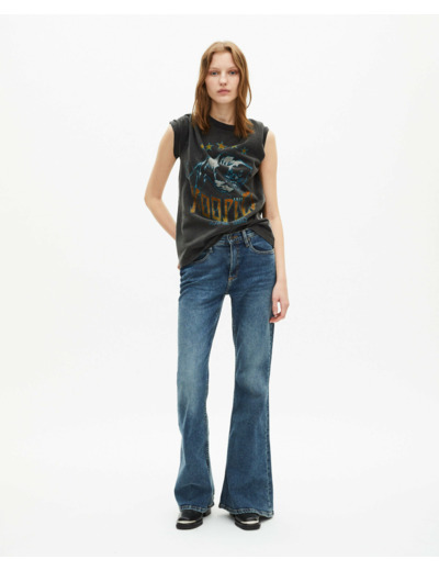 T-shirt manches courtes avec strass black washed