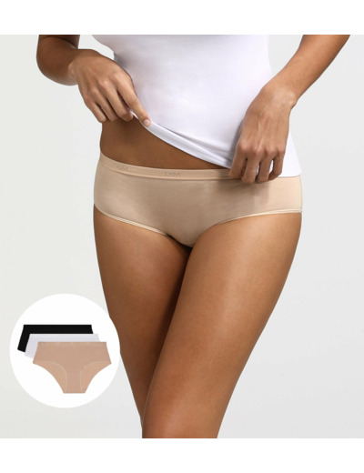 Lot de 3 Boxers blanc/peau/noir Les Pockets Coton