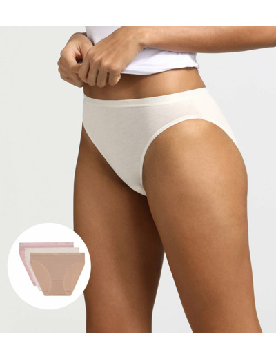 Lot de 3 slips peau/rose/nacre Les Pockets Coton