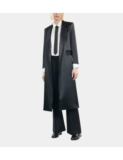 Manteau The Kooples X Carolina Ritzler En Satin Noir black