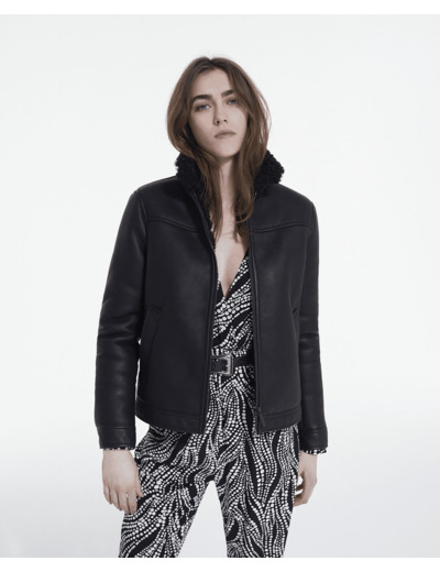 Blouson Biker En Fausse Fourrure black