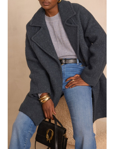 Manteau ASSIA en laine effet bouclette
