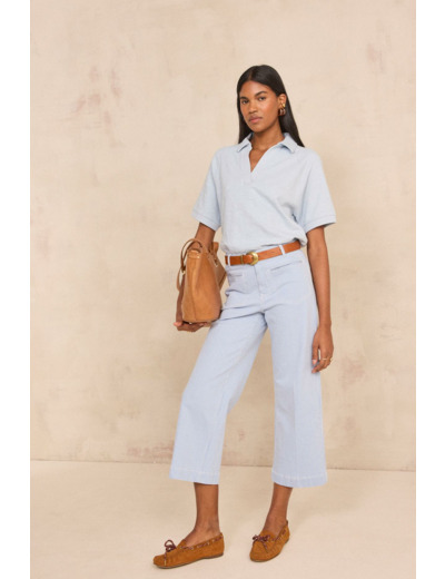 Jean cropped large à rayures ROMA BIS