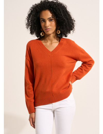 Pull col V en laine