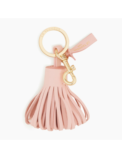 Porte clés pompons en cuir lisse