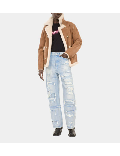 Jean boyfriend bleu clair used rapiece