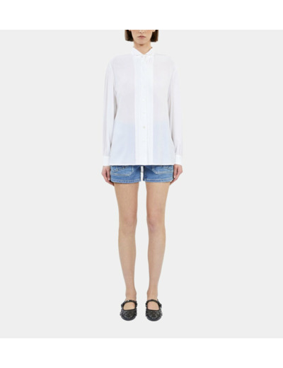 Chemise écrue en soie avec plissage ecru