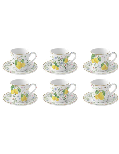 FLEURS ET CITRONS Coffret 6 pt à café