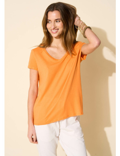 Tee-shirt col V en coton