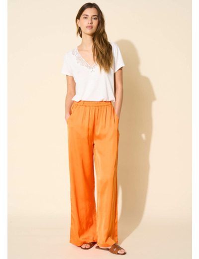 Pantalon large en satin