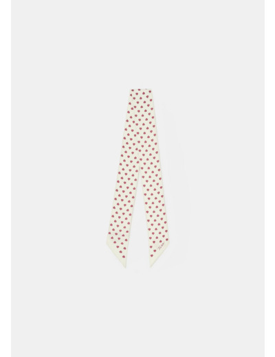 Foulard Emma écru imprimé mini coeurs