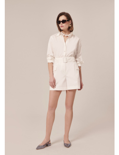 Short Sylviane Blanc en Coton