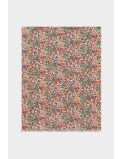 Foulard à fleurs en coton et lin - OPALYN