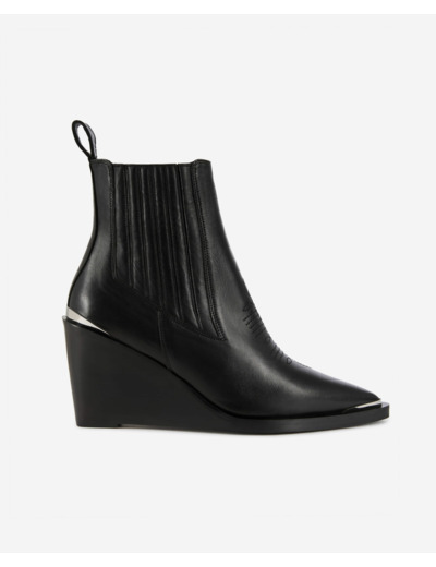 Bottines Western En Cuir Noir black