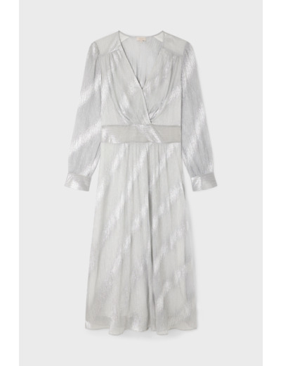 Robe midi cintrée argentée - EMYLDA
