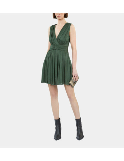 Robe Courte Tissu Crinkle Verte wood kaki