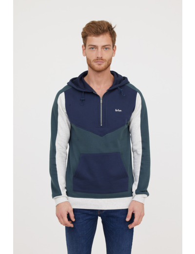 Hoodie graphique «color block» zippé