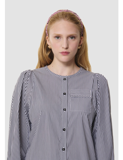 Chemise Candeur grise à rayures en popeline