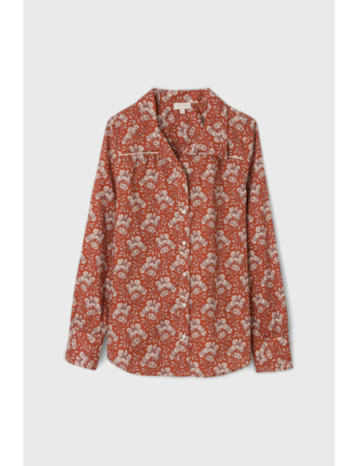 CLARENCE - Chemise en voile imprimé à grand col