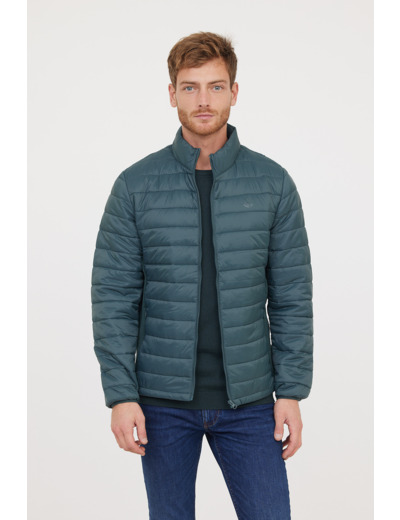 Doudoune légère basique manches longues en nylon, print poitrine, bandes élastiques côtés