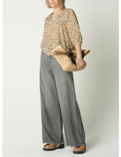 Blouse ezia fleurs bleues