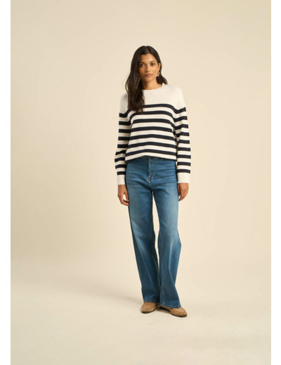 Jean large taille haute sans coutures