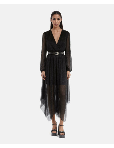 Robe asymetrique en lurex black