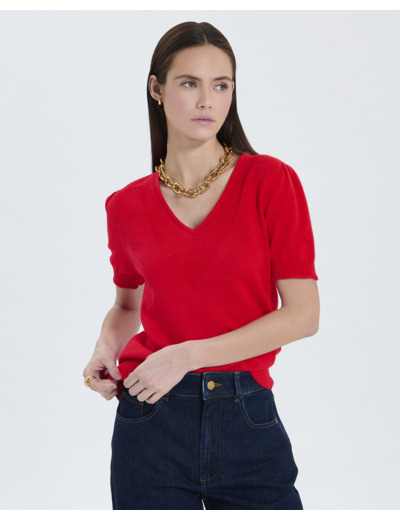 Pull manches courtes rouge