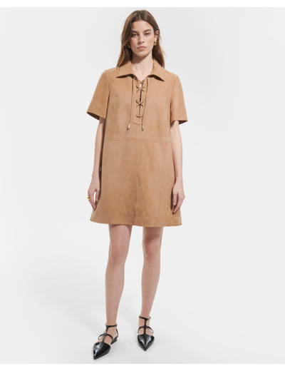 Robe Rosalia Beige en cuir