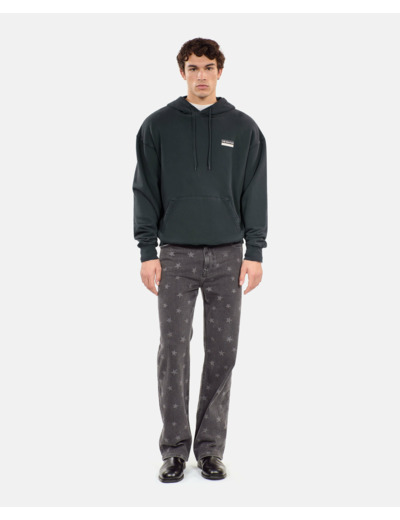 Sweatshirt À Capuche Avec Sérigraphie Noir black washed