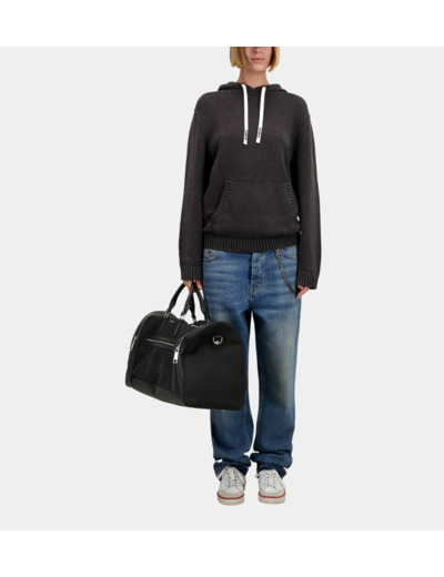 Hoodie En Maille Delavee Effet Vintage black washed