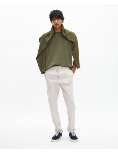 Pantalon droit en coton gris pâle light grey