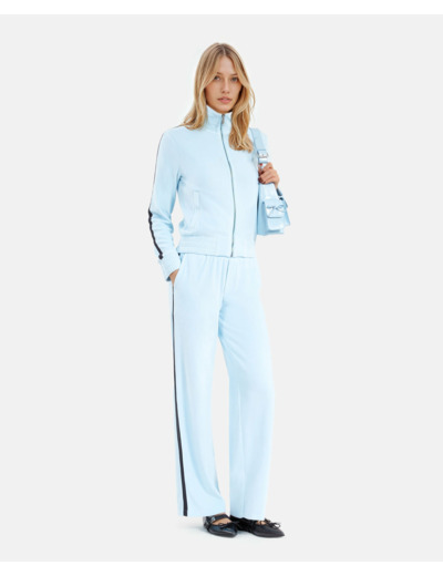 Sweat velours et strass baby blue