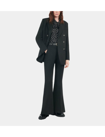 Pantalon Tailleur En Laine Mélangée Noir black
