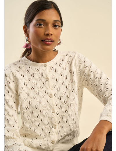 Gilet à maille ajourée 100% coton