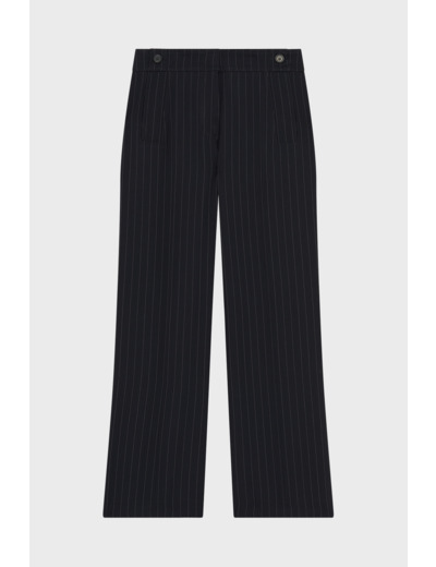Pantalon large de tailleur à fines rayures