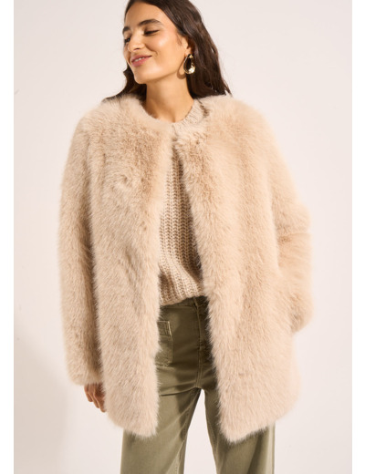 Veste en fausse fourrure à poil long