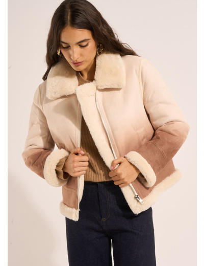 Veste deep dye en fausse peau lainée